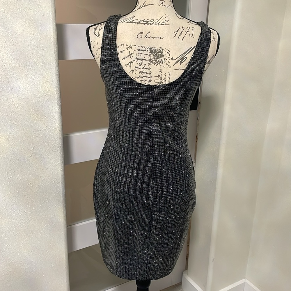 Haute Monde Gray Bodycon Cocktail Dress with Plunge Neckline - Picture 3 of 7